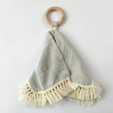 Muslin and Wooden Teether | Grey